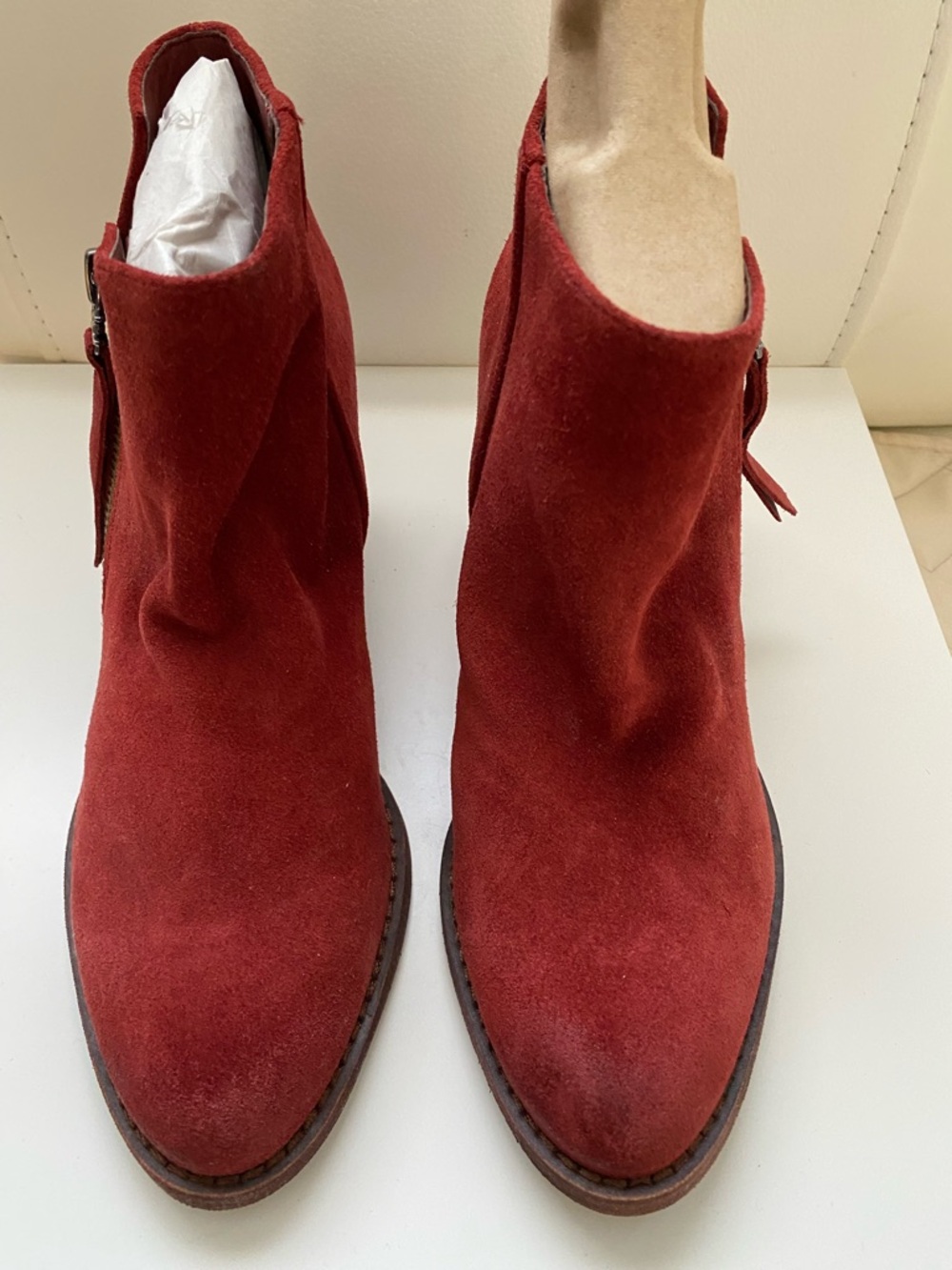 Sam Edelman Red Suede Ankle Booties with Side Zip